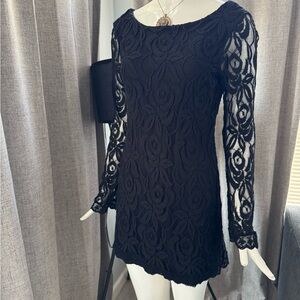 Fire Los Angeles Black Lace Long Sleeve Dress